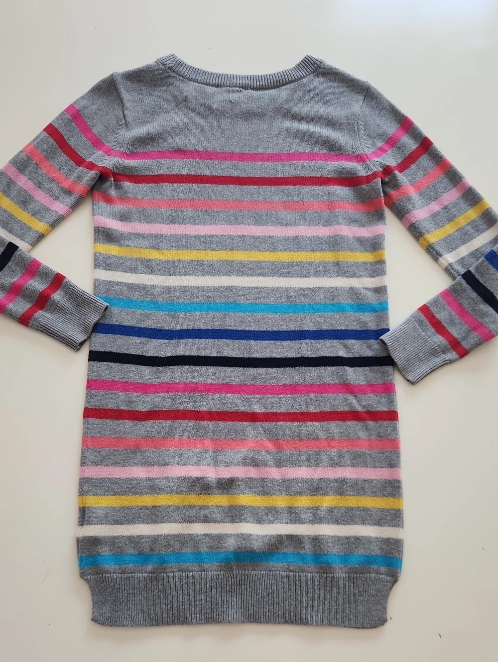Gap Kids Gray Rainbow Stripe Knit Striped Knit Sweater Dress Medium 8/9